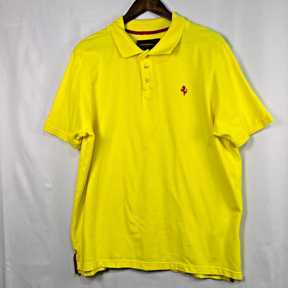Ferrari Men’s Yellow Polo Shirt XXL Prancing Horse Logo
